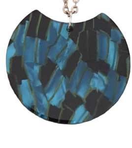 COLLIER ROND MOSAIQUES BLEU ET NOIRE