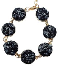 BRACELET PIERRES NOIRES ET GRISES