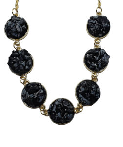 COLLIER PIERRES NOIRES ET GRISES