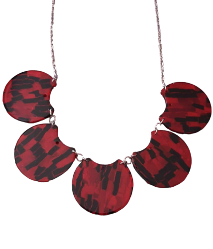 COLLIER MOSAIQUES ROUGE ET NOIRE