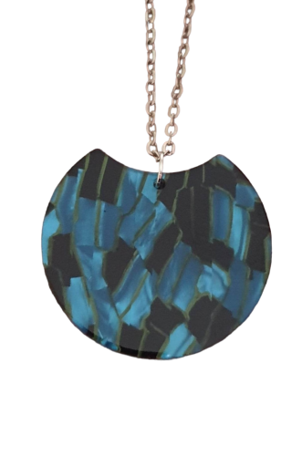 COLLIER ROND MOSAIQUES BLEU ET NOIRE